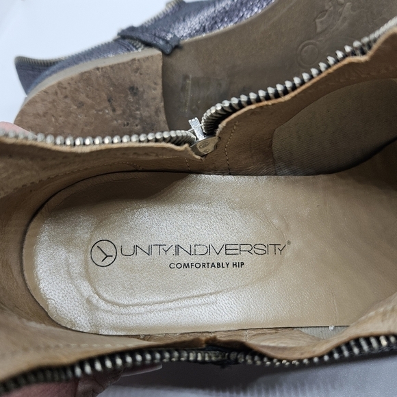 Unity in Diversity Panache gunmetal metallic glitter ankle boots EU 40 US 9 - Picture 10 of 12
